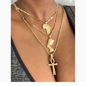 Ankh necklace , mini africa necklace and Nefertiti